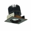 Nora Lighting 2" Iolite LED Sq. Adj. Cone, 10-Degree 800lm/12W, 3500K, Specular Clear/Matte White NIOB-2SC40QBW